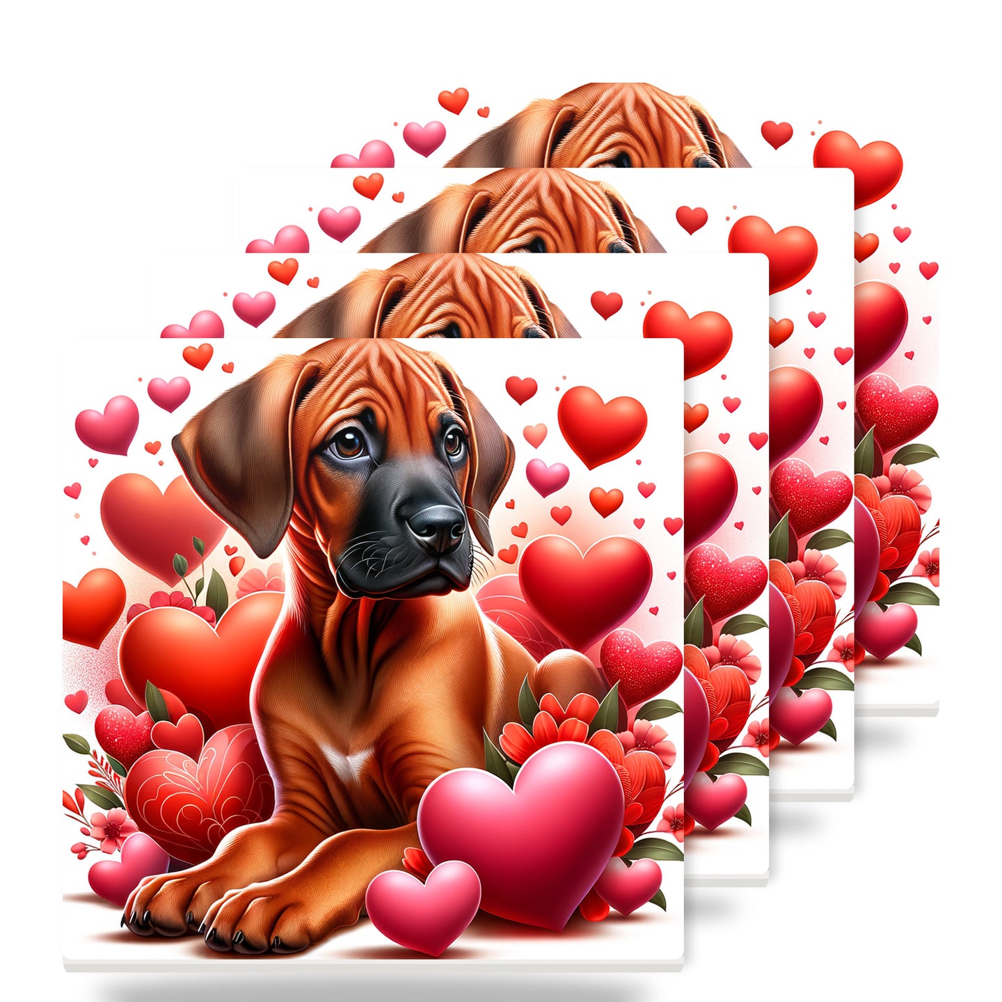 Rhodesian Ridgeback ceramic coasters set of 4