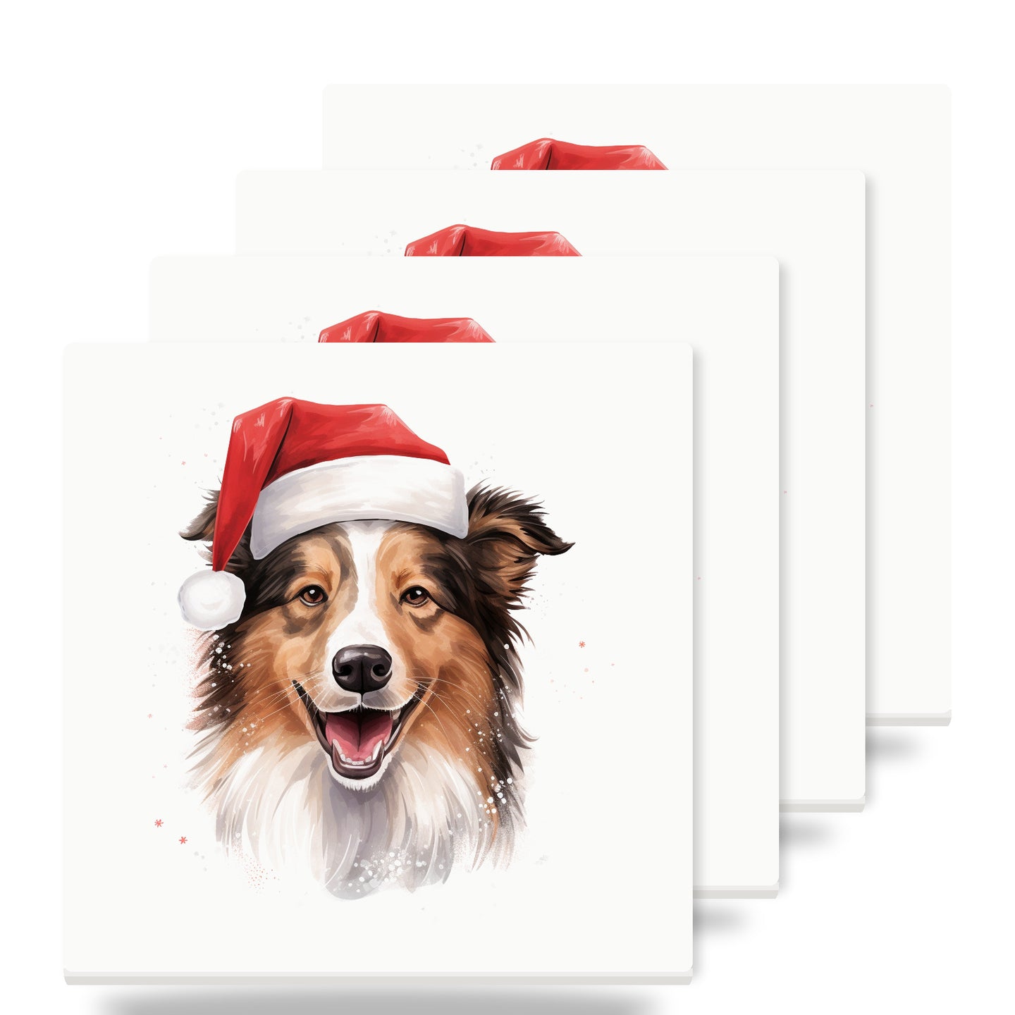 Collie ceramic coasters set of 4
