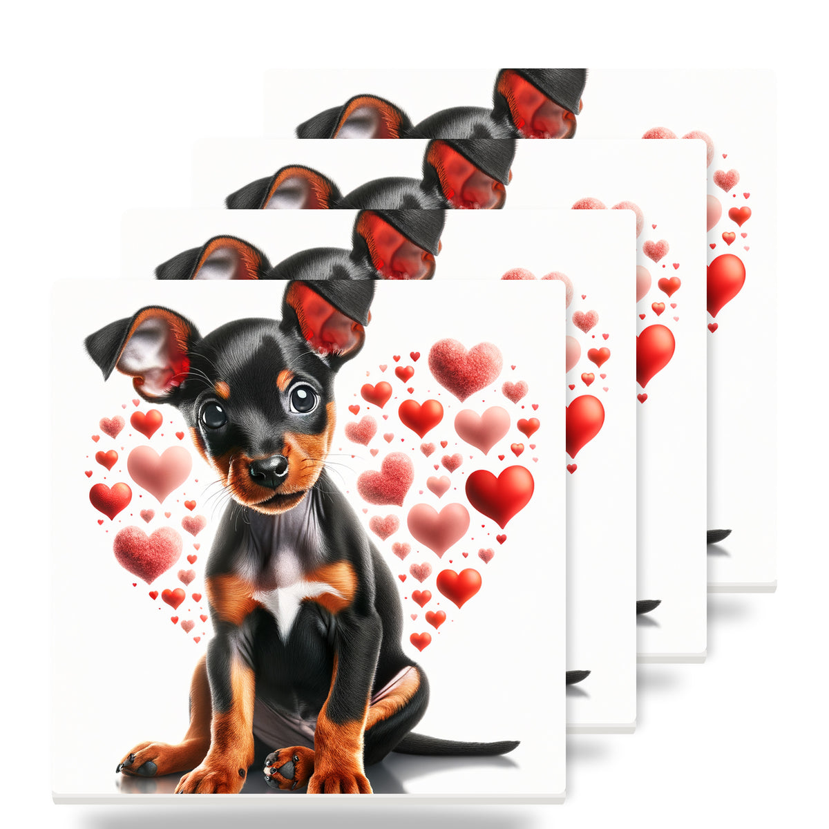 Miniature Pinscher ceramic coasters set of 4