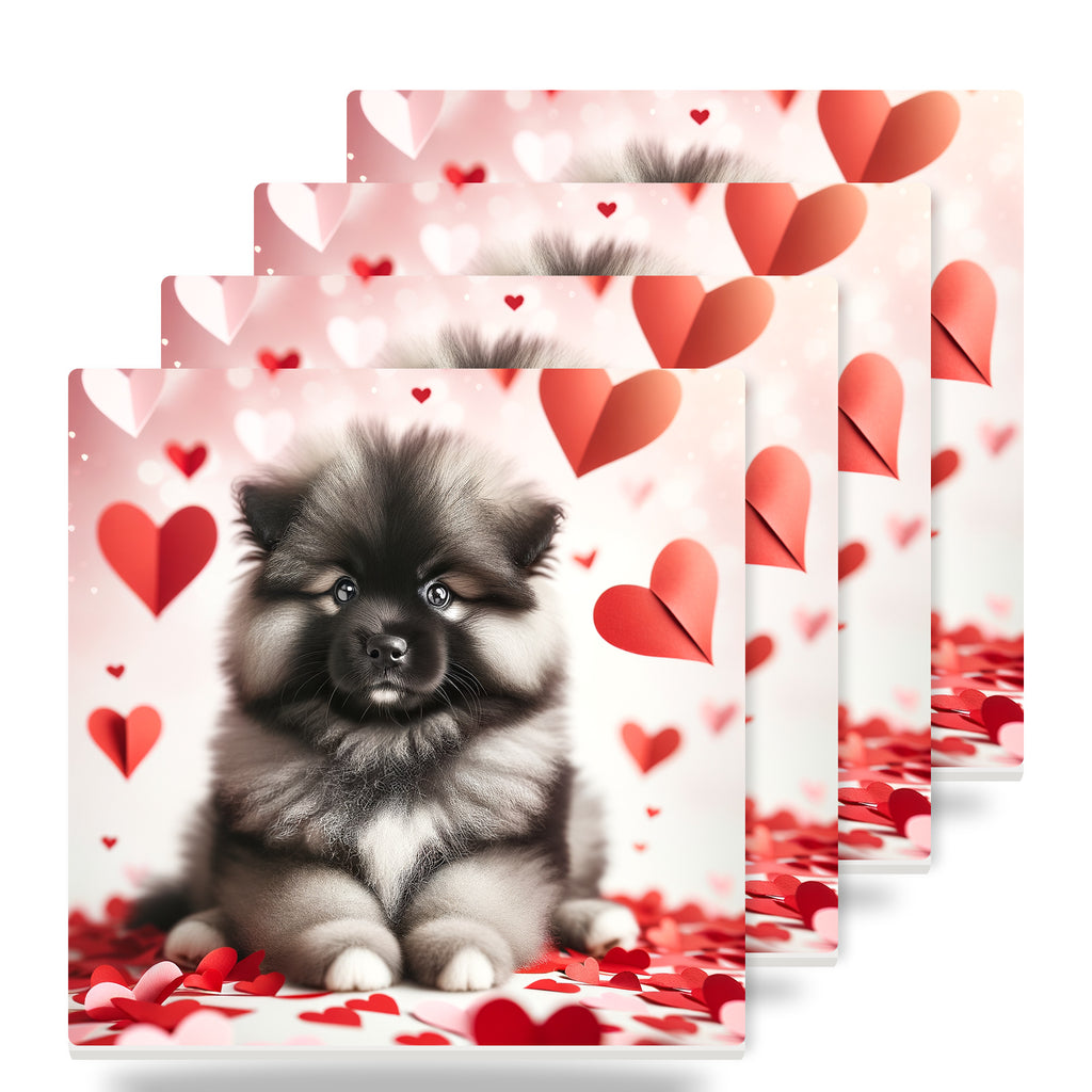 Keeshond ceramic coasters set of 4