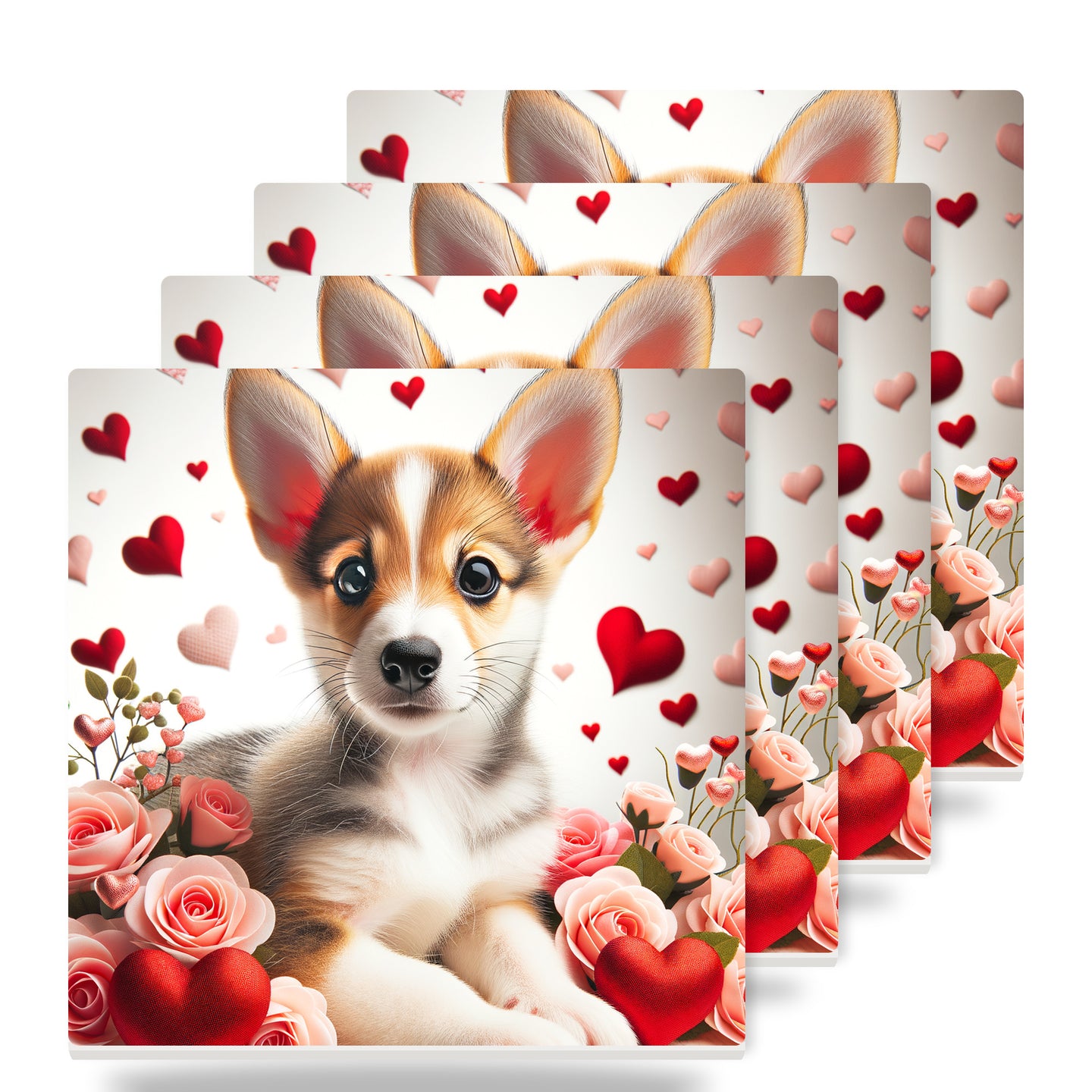 Pembroke Welsh Corgi ceramic coasters set of 4
