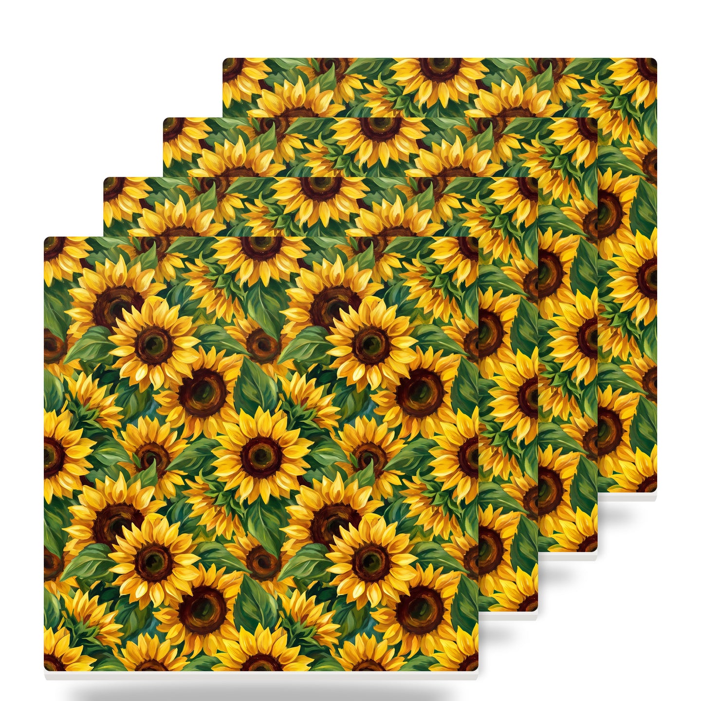 Sunflower Field ceramic coasters set of 4