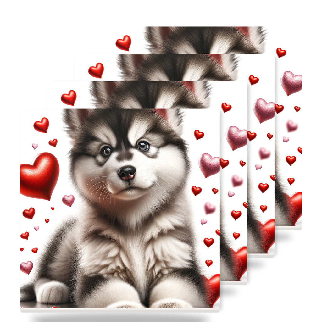 Siberian Husky ceramic coasters set of 4