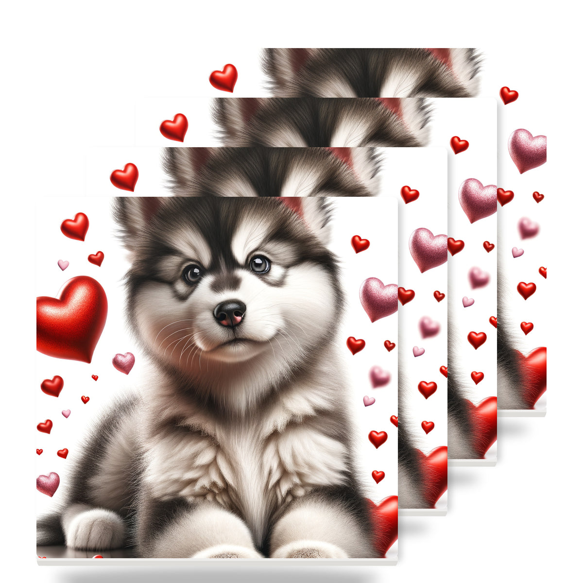 Siberian Husky ceramic coasters set of 4