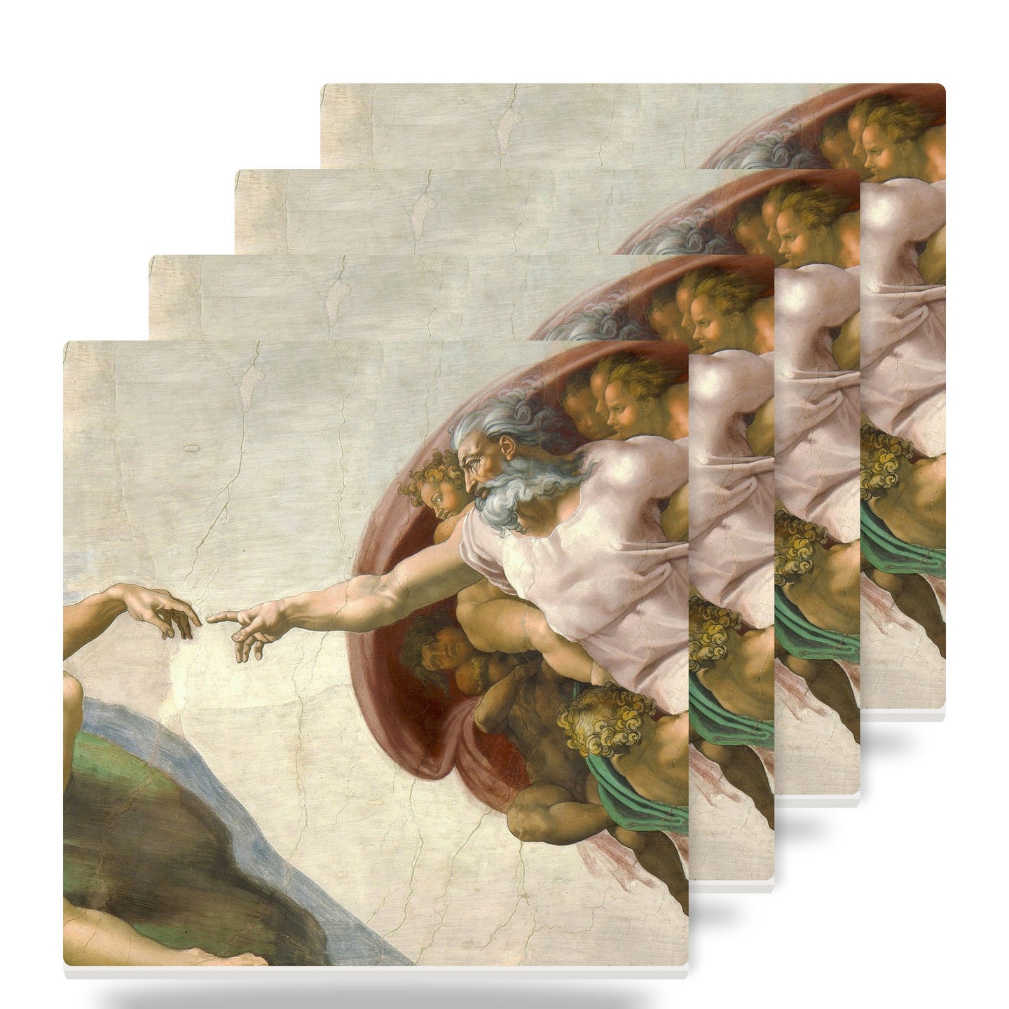 Creation Of Adam ceramic coasters set of 4