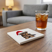 Yorkshire Terrier Puppy ceramic coasters set of 4, lifestyle