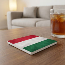 Hungary Flag Pride ceramic coasters set of 4, lifestyle