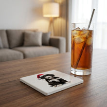 Portuguese Water Dog Puppy ceramic coasters set of 4, lifestyle