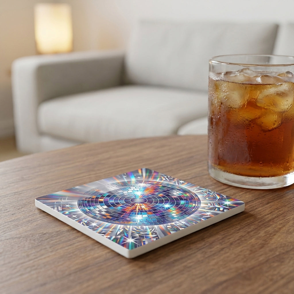 Disco Ball ceramic coasters set of 4, lifestyle