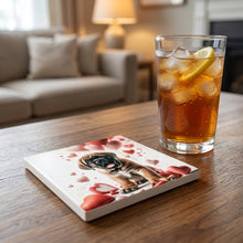 Mastiff ceramic coasters set of 4, lifestyle
