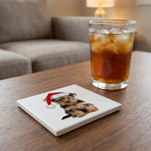 Silky Terrier Puppy ceramic coasters set of 4, lifestyle