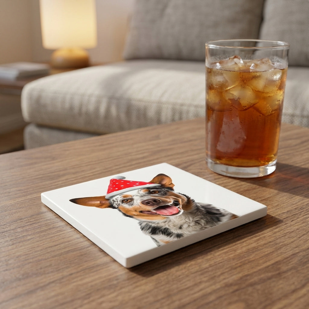 Australian Cattle Dog ceramic coasters set of 4, lifestyle