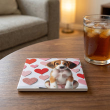 Beagle ceramic coasters set of 4, lifestyle