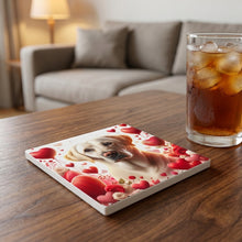 Labrador Retriever ceramic coasters set of 4, lifestyle