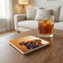 Boxer Portrait ceramic coasters set of 4, lifestyle