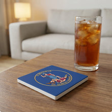 Virginia State Flag ceramic coasters set of 4, lifestyle
