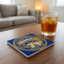Nebraska State Flag ceramic coasters set of 4, lifestyle