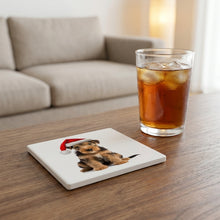 Welsh Terrier Puppy ceramic coasters set of 4, lifestyle