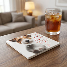 Jack Russell Terrier ceramic coasters set of 4, lifestyle