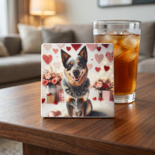 Australian Cattle Dog ceramic coasters set of 4, lifestyle