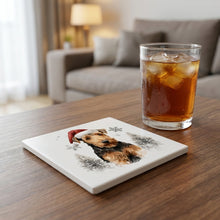 Welsh Terrier ceramic coasters set of 4, lifestyle