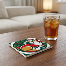 Corgi Christmas Ornament Art ceramic coasters set of 4, lifestyle