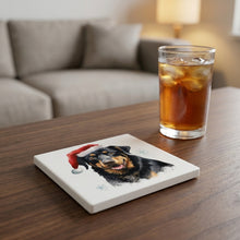 Beauceron ceramic coasters set of 4, lifestyle