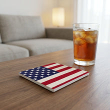 Classic American Flag ceramic coasters set of 4, lifestyle