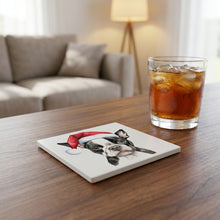 Boston Terrier Puppy Drawing ceramic coasters set of 4, lifestyle