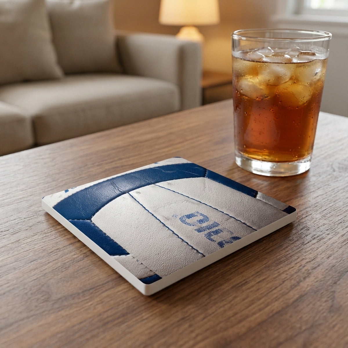 Volleyball ceramic coasters set of 4, lifestyle