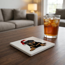 Rottweiler Puppy ceramic coasters set of 4, lifestyle
