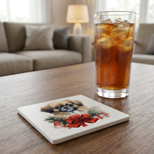 Tibetan Spaniel Puppy Drawing ceramic coasters set of 4, lifestyle