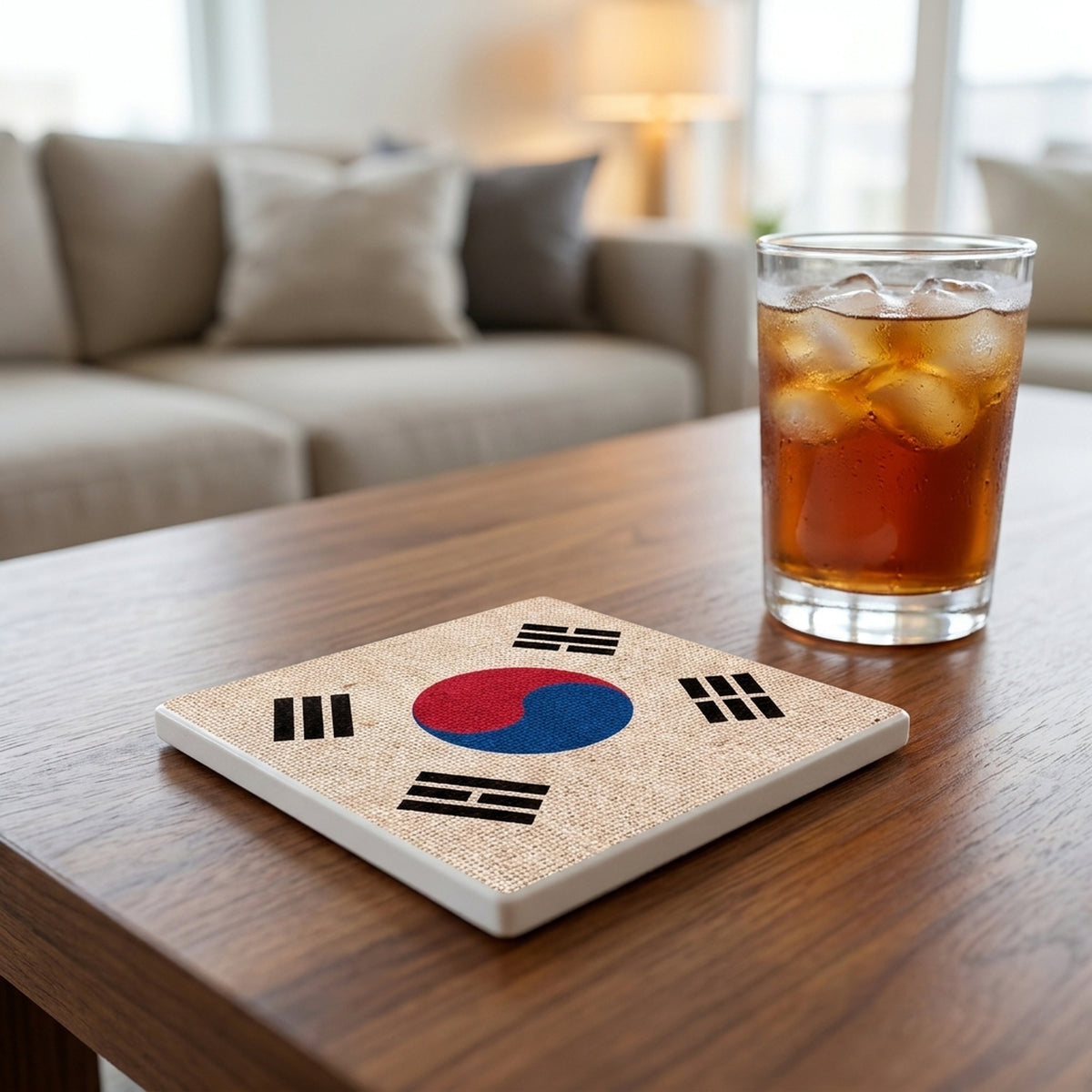 South Korea Flag Pride ceramic coasters set of 4, lifestyle