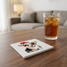 Pembroke Welsh Corgi Puppy Drawing ceramic coasters set of 4, lifestyle
