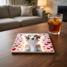 Saluki ceramic coasters set of 4, lifestyle