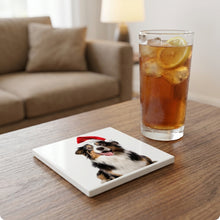 Australian Shepherd ceramic coasters set of 4, lifestyle