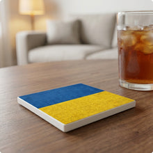 Ukraine Flag Pride ceramic coasters set of 4, lifestyle