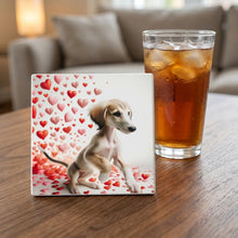 Saluki ceramic coasters set of 4, lifestyle
