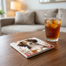 Cavalier King Charles Spaniel ceramic coasters set of 4, lifestyle