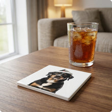 Entlebucher Mountain Dog ceramic coasters set of 4, lifestyle