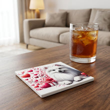 American Eskimo Dog ceramic coasters set of 4, lifestyle