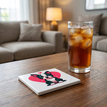 Boston Terrier ceramic coasters set of 4, lifestyle