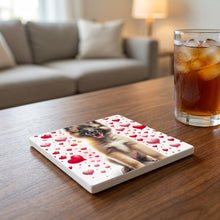 Belgian Tervuren ceramic coasters set of 4, lifestyle