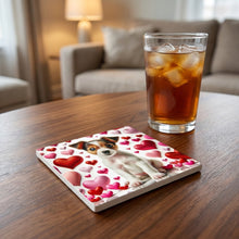 Jack Russell Terrier ceramic coasters set of 4, lifestyle
