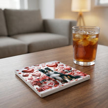 Border Collie ceramic coasters set of 4, lifestyle