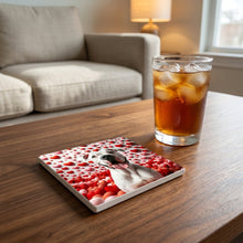 Dogo Argentino ceramic coasters set of 4, lifestyle