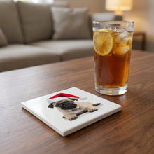 Pug Puppy ceramic coasters set of 4, lifestyle