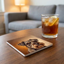 Schnauzer Portrait ceramic coasters set of 4, lifestyle