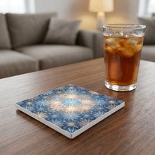 Christmas Snowflakes ceramic coasters set of 4, lifestyle
