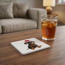 German Pinscher Puppy ceramic coasters set of 4, lifestyle